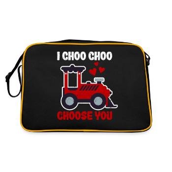 I Choo Choo Choose You Valentinstag Zug Liebhaber - Retro Tasche - Schwarz/Gold - Hinten