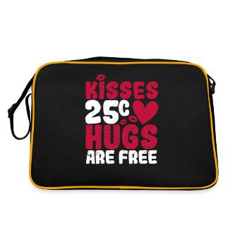 Kisses 25 Cents Hugs Are Free Funny Love - Retro Bag - black/gold - Back