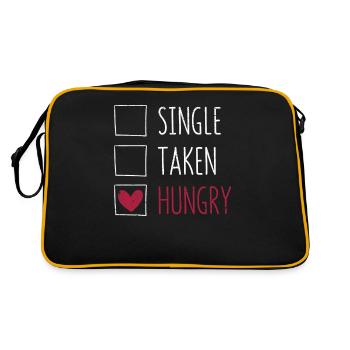 Single Taken Hungrig Lustig Liebe Valentinstag - Retro Tasche - Schwarz/Gold - Hinten