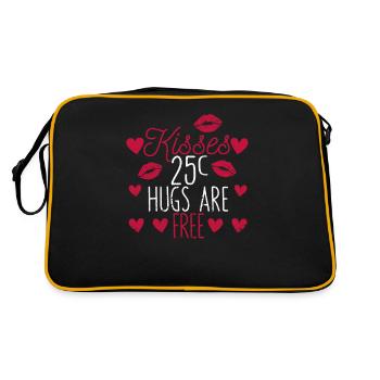 Kisses 25 Cents Hugs Are Free Funny Love - Retro Bag - black/gold - Back