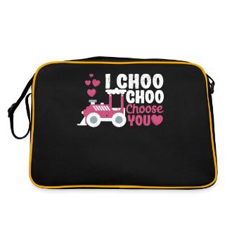 I Choo Choo Choose You Valentinstag Zug Liebhaber - Retro Tasche - Schwarz/Gold - Hinten