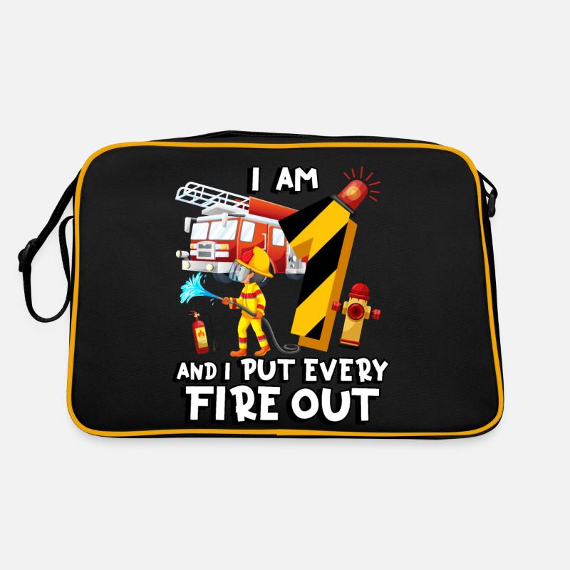Fire engine firefighting I am 1 year old, Retro Bag