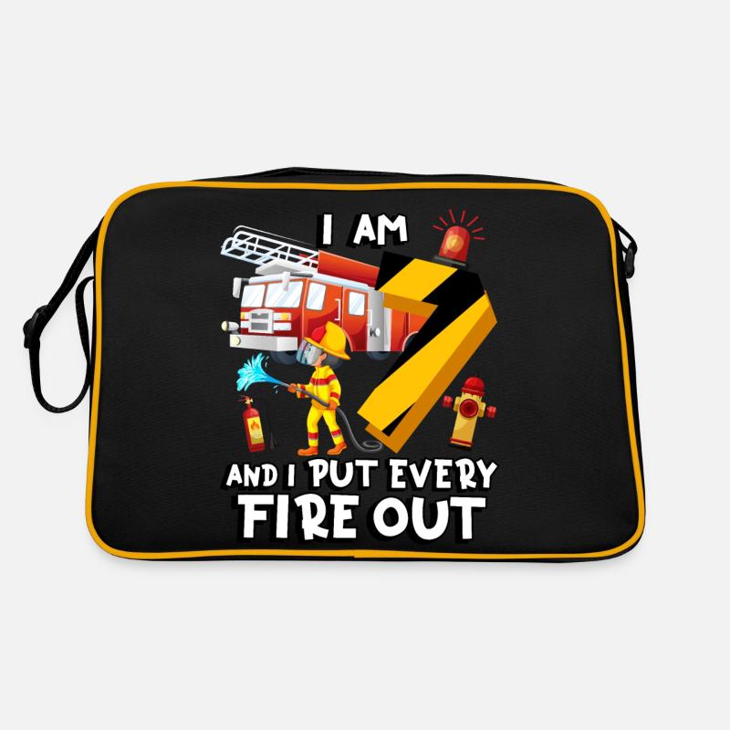 Feuerwehrauto Brandbekämpfung Ich Bin 7 Jahre Retro Tasche