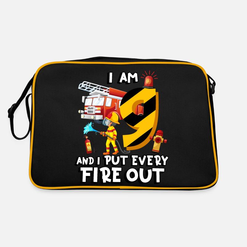 Feuerwehrauto Brandbekämpfung Ich Bin 9 Jahre Retro Tasche