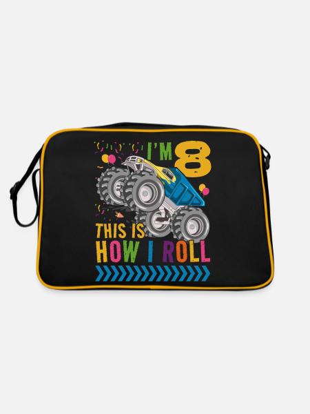 I'm 8 it's how I roll | Monster Truck - Retro Bag - black/gold - Back