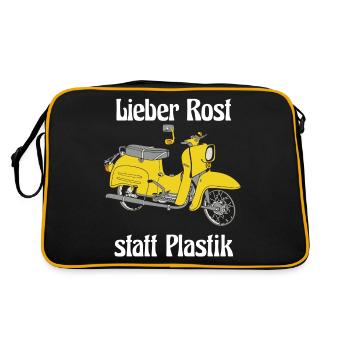 Schwalbenfahrer Simson Schwalbe Kult Roller DDR - Retro Tasche - Schwarz/Gold - Hinten