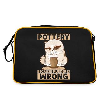 Pottery Because Murder Is Wrong Pot Maker Clay - Retro Bag - black/gold - Back