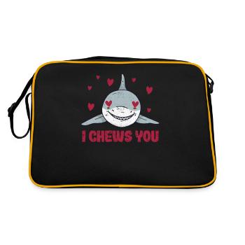 Ich kaut dich Hai Valentinstag Lustig V-Day Paare - Retro Tasche - Schwarz/Gold - Hinten