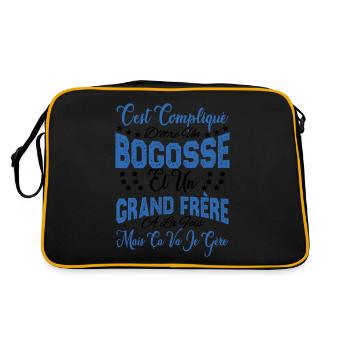 compliqué d'être un Bogosse et un grand-Frère. - Sac Retro - noir/or - Dos