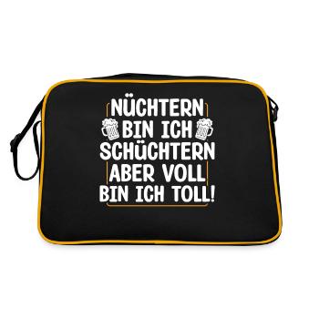 Nüchtern Bin Ich Schüchtern Aber Voll Bin Ich - Retro Tasche - Schwarz/Gold - Hinten