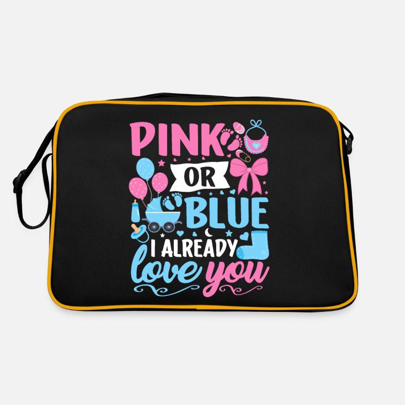 Rosa oder Blau Ich liebe dich schon Junge oder Mädchen Retro Tasche