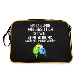Einen Tag ohne Wellensittich - Retro Tasche - Schwarz/Gold - Hinten
