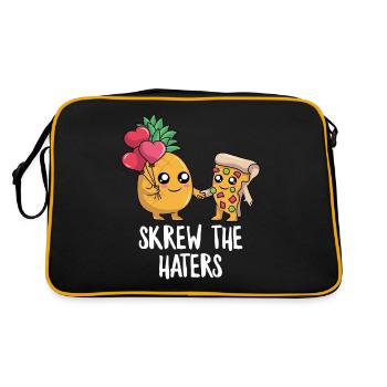 Drôle de pizza à l’ananas Pizza mignonne Pizza Kawaii - Sac Retro - noir/or - Dos