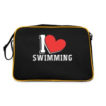 Schimmer Schwimmen I Love Swimming - Retro Tasche - Schwarz/Gold - Hinten