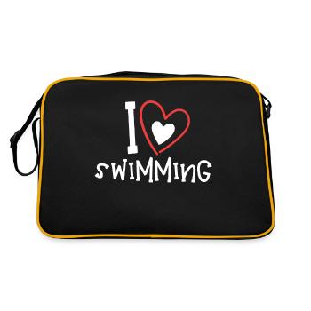 Schimmer Schwimmen I Love Swimming - Retro Tasche - Schwarz/Gold - Hinten