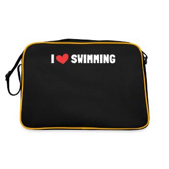 Schimmer Schwimmen I Love Swimming - Retro Tasche - Schwarz/Gold - Hinten