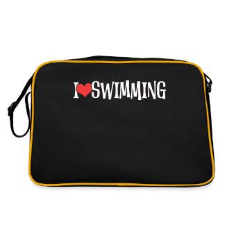 Schimmer Schwimmen I Love Swimming - Retro Tasche - Schwarz/Gold - Hinten