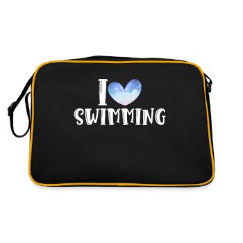 Schimmer Schwimmen I Love Swimming - Retro Tasche - Schwarz/Gold - Hinten