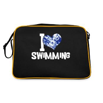 Schimmer Schwimmen I Love Swimming - Retro Tasche - Schwarz/Gold - Hinten