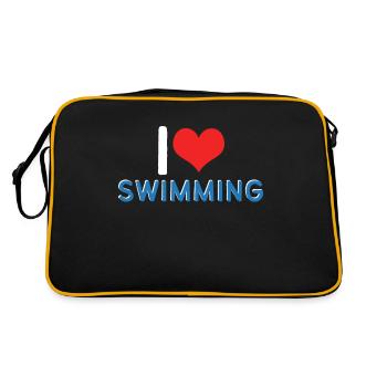 Schimmer Schwimmen I Love Swimming - Retro Tasche - Schwarz/Gold - Hinten
