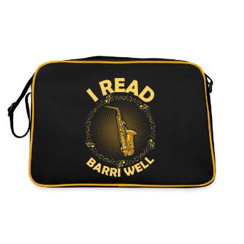 I Read Barri Well Saxophone Player Saxophonist - Retro Tasche - Schwarz/Gold - Hinten