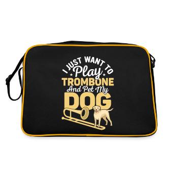 Je veux juste jouer au trombone et caresser mon chien Trombo - Sac Retro - noir/or - Dos