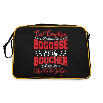 c'est compliqué d'être un Bogosse et un Boucher. - Sac Retro - noir/or - Dos