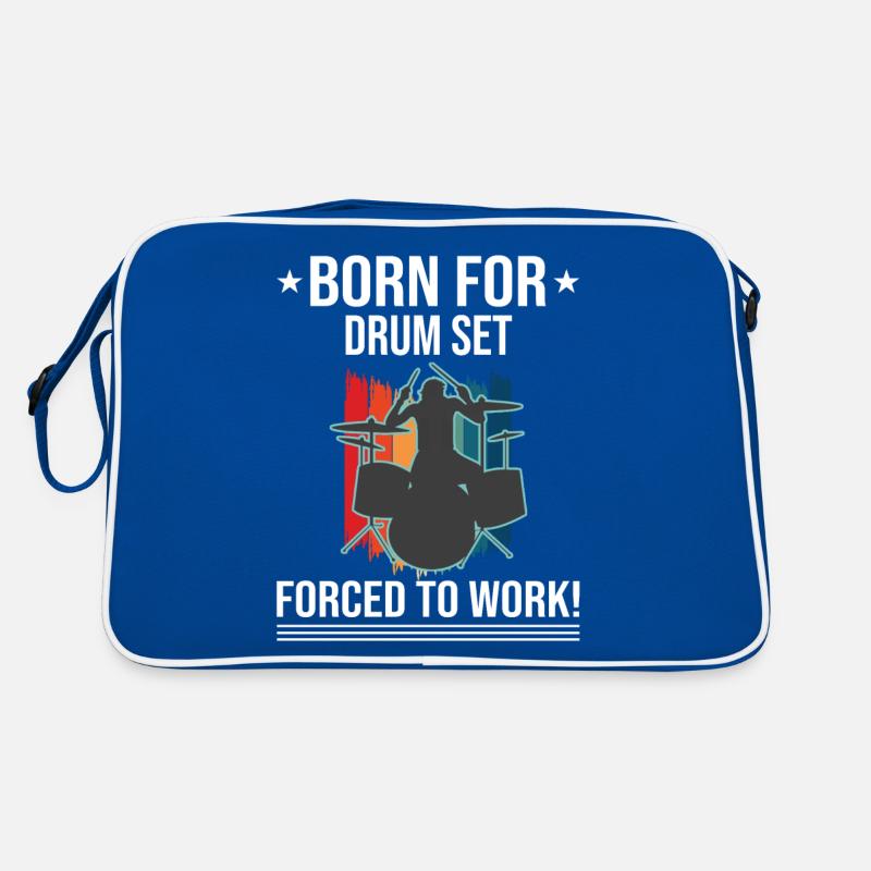 Born For Drum Set Forced To Work Drummer Retro Tasche