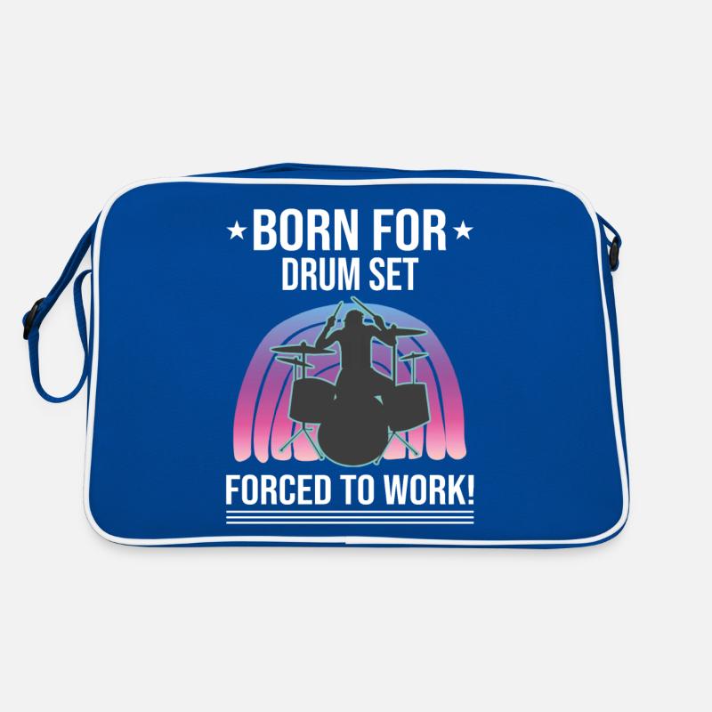 Born For Drum Set Forced To Work Drummer Retro Bag