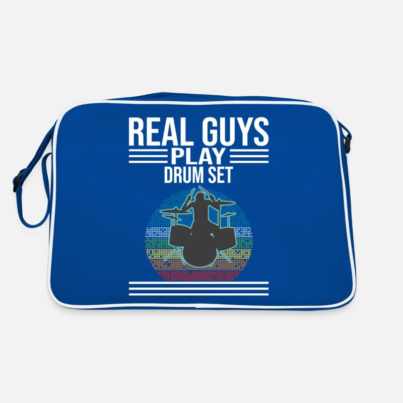 Real Guys Play Drum Set Drummer Retro Tasche