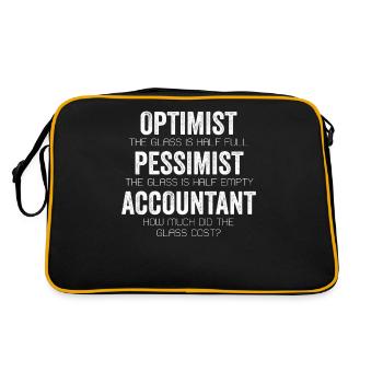 Optimist Pessimist Accountant Glass Funny Auditor - Retro Bag - black/gold - Back