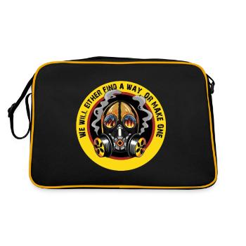 Prepping Spruch mit Motiv Prepper Ausrüstung - Retro Tasche - Schwarz/Gold - Hinten