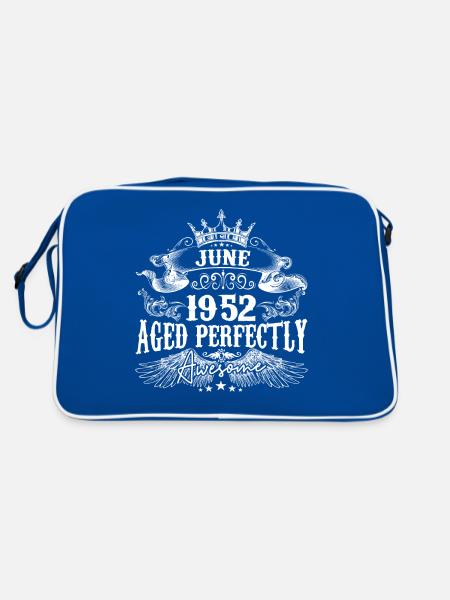 1952 | Juni 1952 Geburtstag Perfekt gealtert - Retro Tasche - Blau/Weiß - Hinten