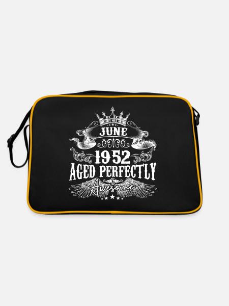 1952 | Juni 1952 Geburtstag Perfekt gealtert - Retro Tasche - Schwarz/Gold - Hinten