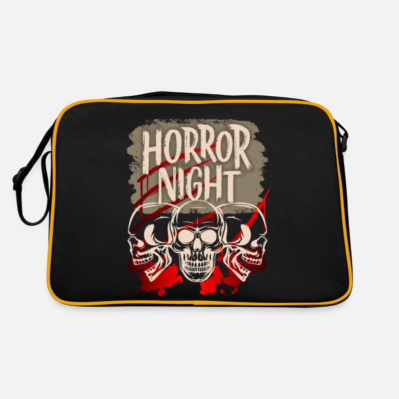 Horror Night, Spruch mit Totenkopf und Blut Retro Tasche