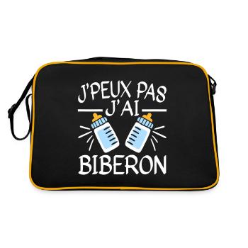 Je Peux pas J'Ai Biberon Bébé Humour - Sac Retro - noir/or - Dos