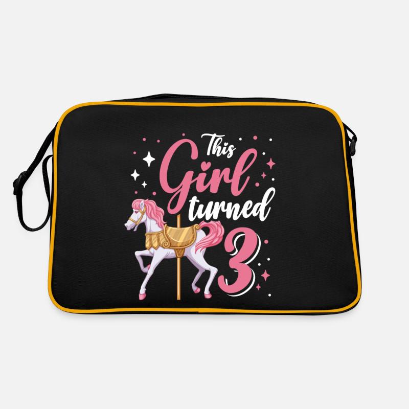 Karussell-geburtstagsfeier Dieses Mädchen Wurde 3 Retro Tasche