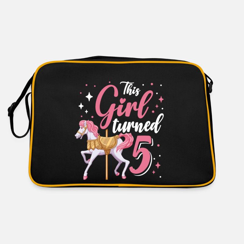 Karussell-geburtstagsfeier Dieses Mädchen Wurde 5 Retro Tasche