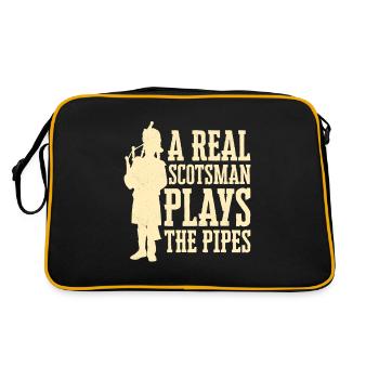 A Real Scotsman Plays The Pipes Bagpiper Bagpipe - Retro Tasche - Schwarz/Gold - Hinten