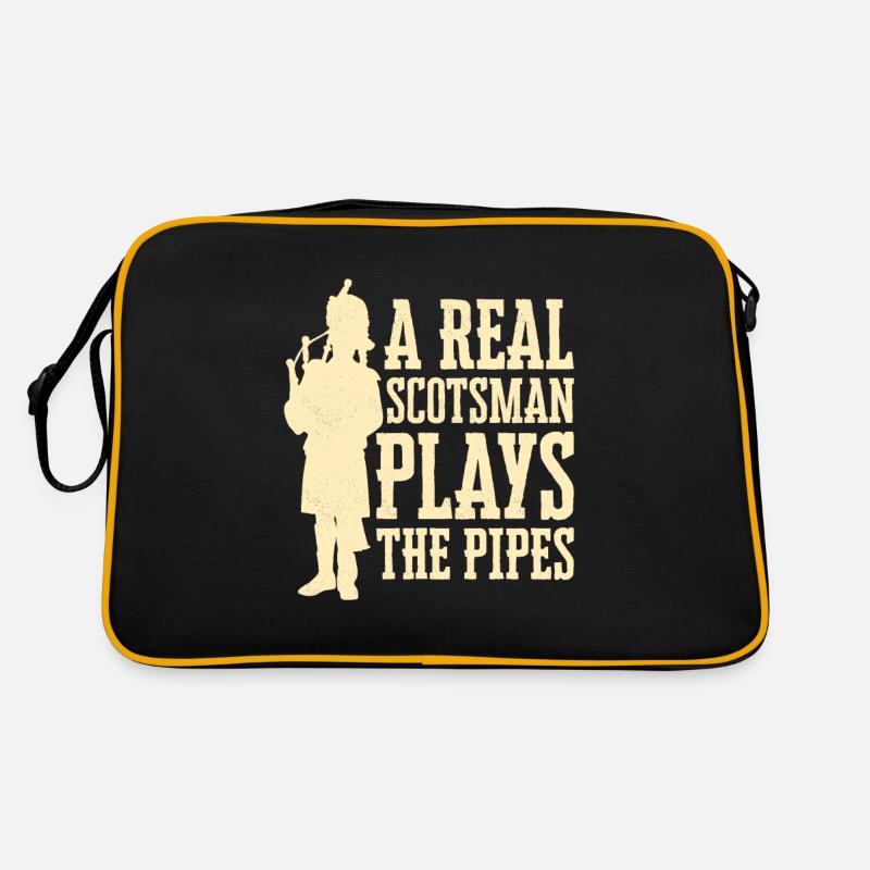 A Real Scotsman Plays The Pipes Bagpiper Bagpipe - Retro Tasche - Schwarz/Gold
