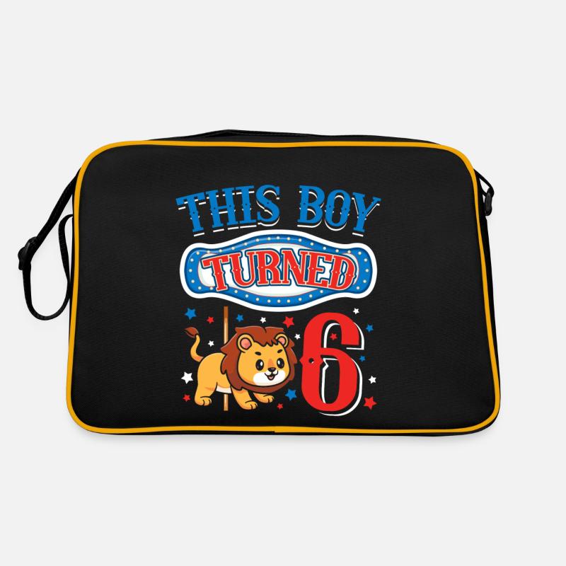 Carousel Birthday Party Lion Ce garçon a eu 6 ans Sac Retro