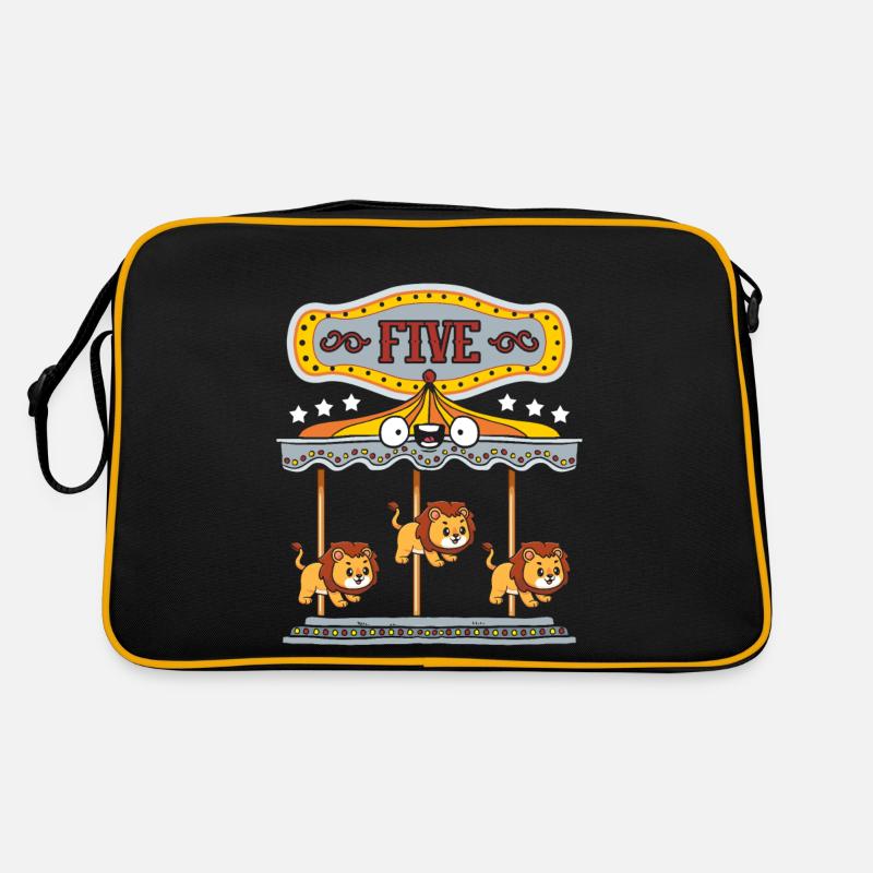 Carousel Birthday Party Lion Dieser Junge Wurde 5 Retro Tasche