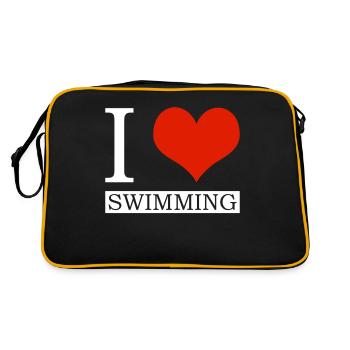 Schimmer Schwimmen I Love Swimming - Retro Tasche - Schwarz/Gold - Hinten