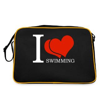 Schimmer Schwimmen I Love Swimming - Retro Tasche - Schwarz/Gold - Hinten