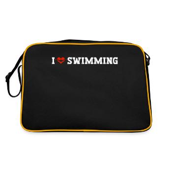 Schimmer Schwimmen I Love Swimming - Retro Tasche - Schwarz/Gold - Hinten