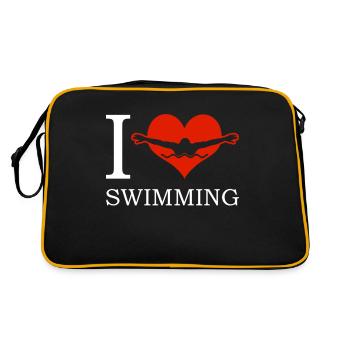 Schimmer Schwimmen I Love Swimming - Retro Tasche - Schwarz/Gold - Hinten