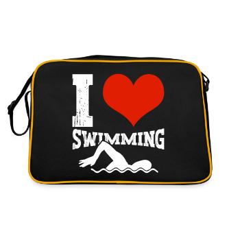 Schimmer Schwimmen I Love Swimming - Retro Tasche - Schwarz/Gold - Hinten