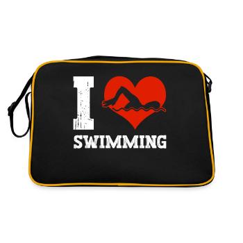 Schimmer Schwimmen I Love Swimming - Retro Tasche - Schwarz/Gold - Hinten