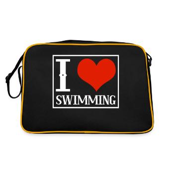 Schimmer Schwimmen I Love Swimming - Retro Tasche - Schwarz/Gold - Hinten