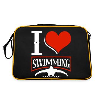 Schimmer Schwimmen I Love Swimming - Retro Tasche - Schwarz/Gold - Hinten